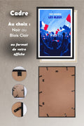 Affiche Tous derrière les Bleus avec cadre noir ou bois clair au format de l'affiche