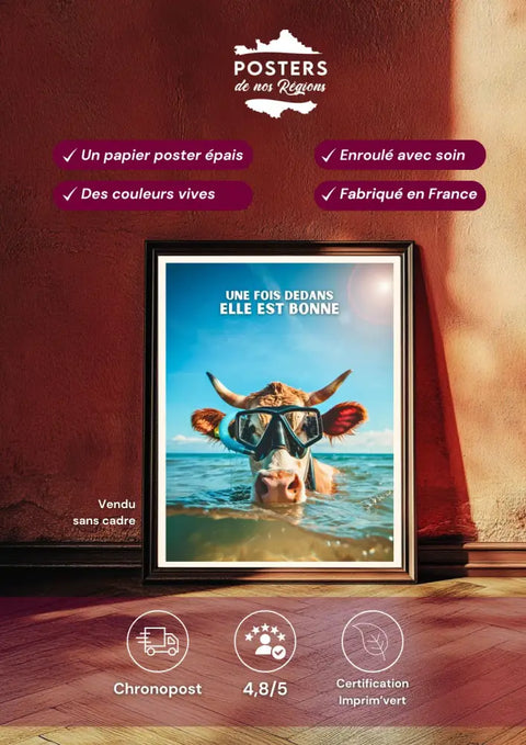 Affiche Vache - Une Fois dedans elle est bonne
