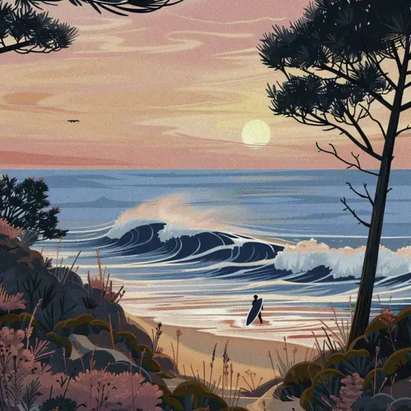 Affiche Vintage aesthetic - La Plage le surf et le soleil