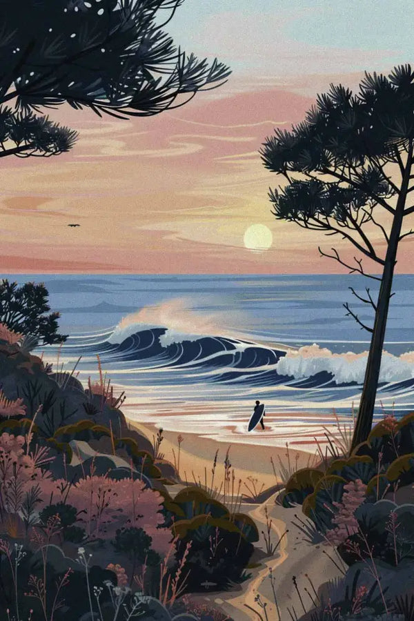 Affiche Vintage aesthetic - La Plage le surf et le soleil