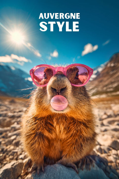 Affiche, Marmotte, Auvergne, 3D, IA, Décoration, Mural, Animaux, France, Nature