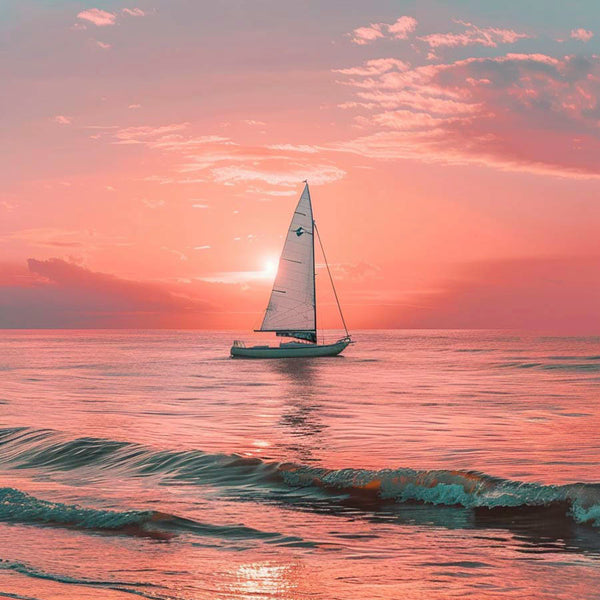 Affiche voilier bateau mer coucher de soleil aesthetic 