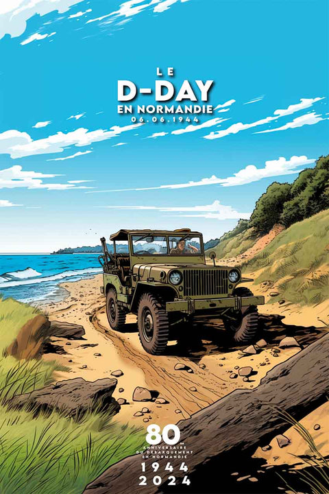 Affiche jeep débarquement Normandie