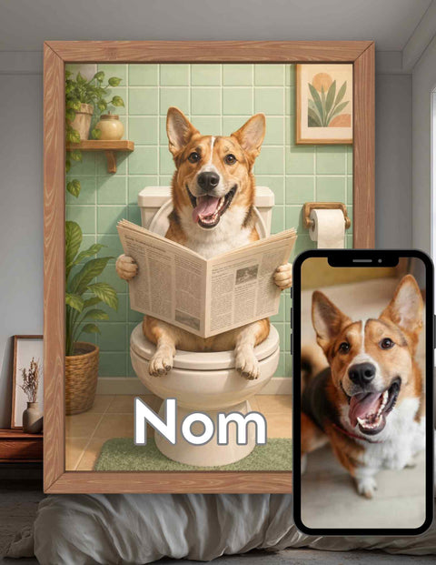 Votre chien sur les toilettes - affiche personnalisable