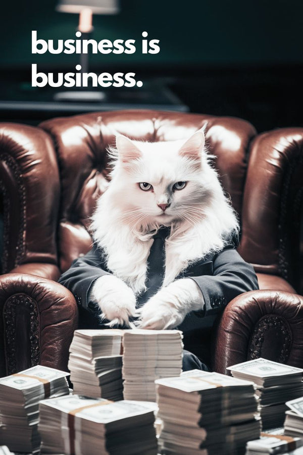 Affiche chat drôle, poster business cat, décoration murale bureau, affiche entrepreneur humour, illustration chat élégant