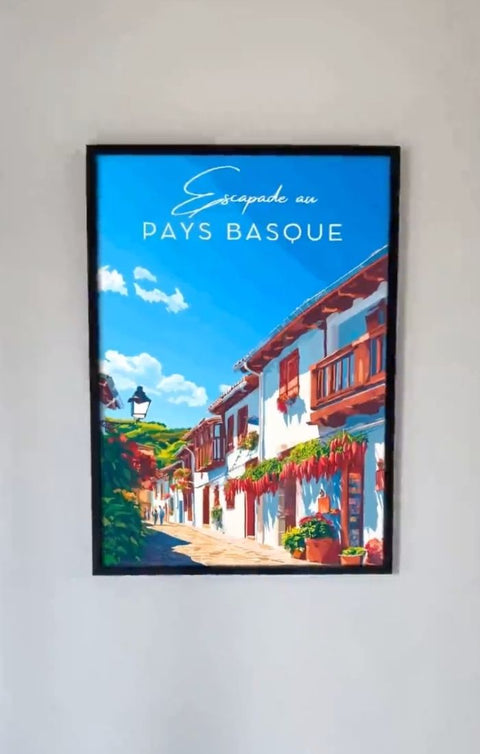 Affiche Pays Basque - Escapade Rétro & Maisons Typiques
