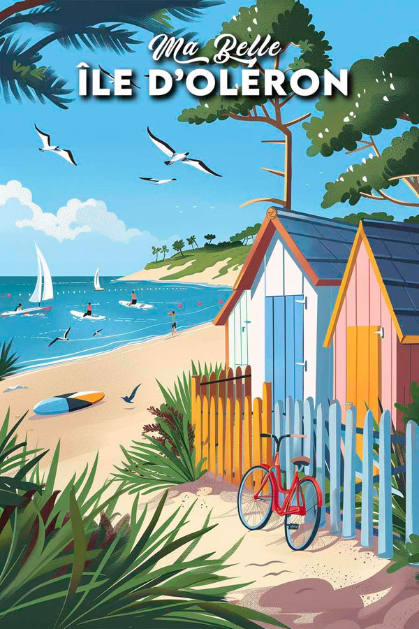 Poster vintage ile d'oléron illustration belle 