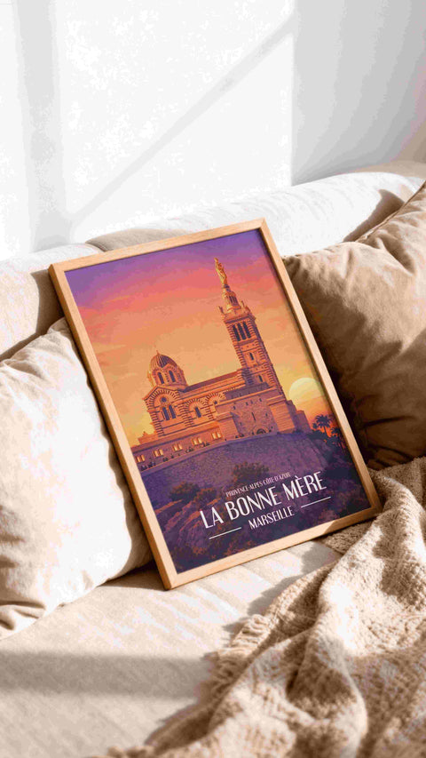 Affiche Marseille - La Bonne Mère vintage.