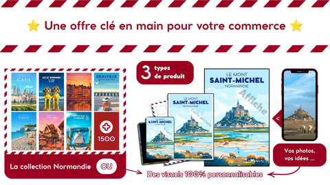 Affiches, cartes postales, magnets, collection Normandie